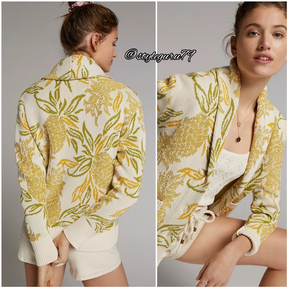 NWT, Anthropologie, Maeve Pineapple Cardigan - Picture 2 of 5